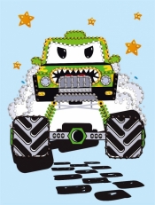 Diamentowa mozaika - Zielony samochodzik 15x20cm