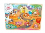 Puzzle drewniane z pinezkami Na wsi