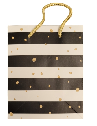 Albi, torba prezentowa w paski i złote plamy - 11 x 15.5 cm