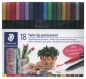 Flamastry dwustronne wodoodporne Twin-tip 18 kolorów