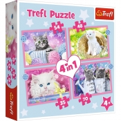 Trefl, Puzzle 4w1: Zabawne kotki (34396)