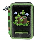 Piórnik trzykomorowy z wyposażeniem - Pixel Blocks