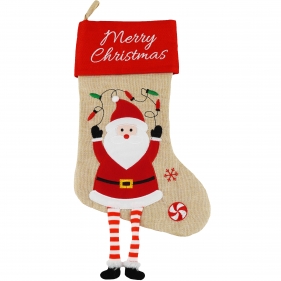 Jutowa skarpeta na prezenty - Mikołaj z nogami, 41 cm