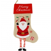Jutowa skarpeta na prezenty - Mikołaj z nogami, 41 cm