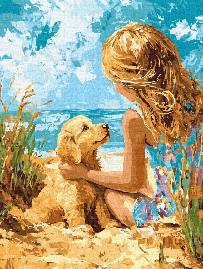 Malowanie po numerach - Wesoły piesek 30x40cm