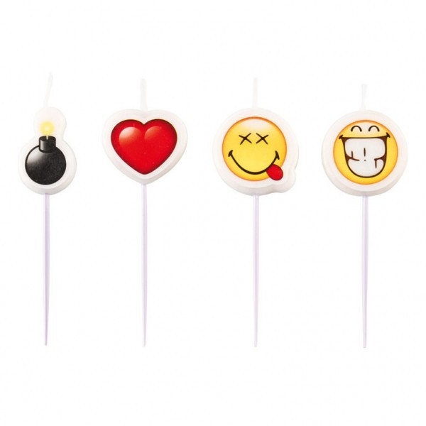 Mini świeczki Smiley Emoticons, 4 sztuki (9901295)