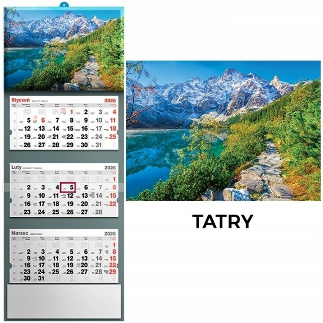 <img src='https://webimage.pl/pics/963/0/d5901421110963.jpg' style='height:440px' /> Kalendarz 2026 trójdzielny tatry