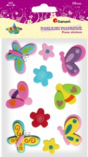 Naklejki piankowe: kwiatki, motylki, mix rozmiarów (103-0145)