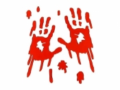 Naklejki żelowe na okno Zakrwawione dłonie czerw