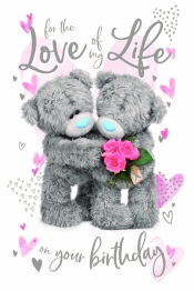 Kartka holograficzna 3D - For the love of my life on your birthday