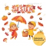 Dekoracje jesienne - Dzieci z parasolami 17el