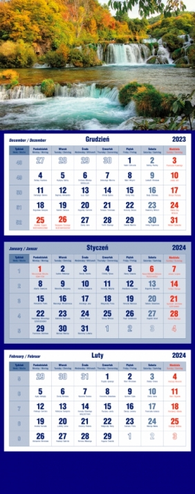 Kalendarz trójdzielny 2024: Wodospad (T-105T-06)
