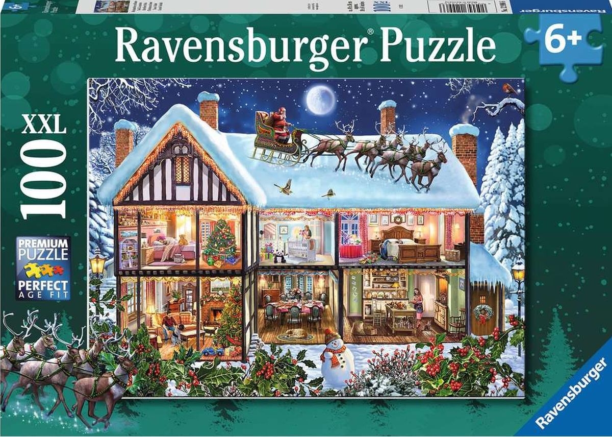 Ravensburger, Puzzle XXL 100: W święta (129966) (Uszkodzone opakowanie)