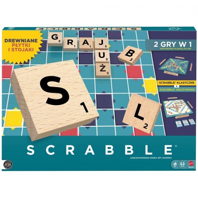 Scrabble Drewniane płytki i stojaki Rodzinna gra