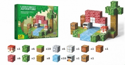 Klocki magnetyczne sześciany Ruiny z drzewem 54 elementy