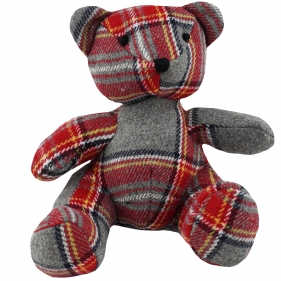 Maskotka - Miś w szaro-czerwoną kratkę