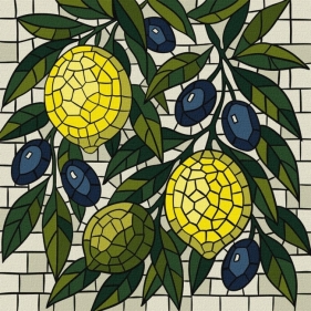 Malowanie po numerach - Witraż. Cytryny 30x30cm