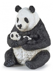 Panda z młodym siedząca