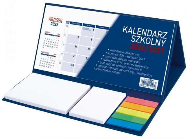 <img src='https://webimage.pl/pics/969/2/d5900009212969.jpg' style='height:440px' /> Kalendarz 2026/2027 szkolny z notesem klejony