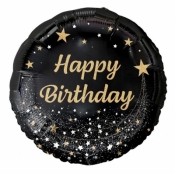 Balon foliowy Happy Birthday czarny 18 cali
