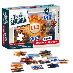 Gra dla Seniora. Puzzle Numery Alarmowe
