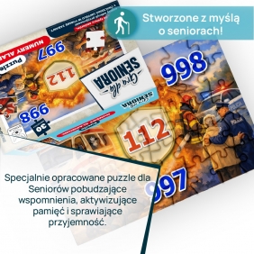 Gra dla Seniora. Puzzle Numery Alarmowe