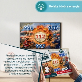 Gra dla Seniora. Puzzle Numery Alarmowe