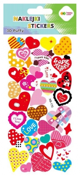 Naklejki 3D Puffy - Love Hearts, 10 x 22 cm, Happy Color