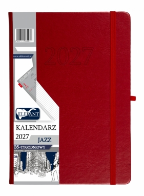 Kalendarz 2027 B5 tygodniowy Jazz - czerwony