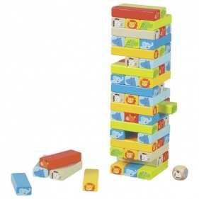 Wieża do układania typu Jenga z motywami zwierząt