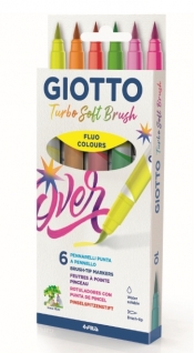 Pisaki Giotto Turbo Soft Brush Fluo, 6 szt