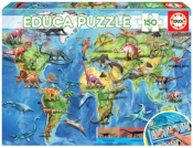 Puzzle 150 Mapa świata dla dzieci (Dinozaury) G3