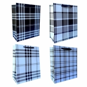 Torebka prezentowa L czarno-biała krata mix