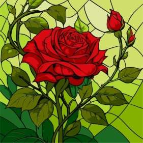 Malowanie po numerach - Witraż. Róża 30x30cm