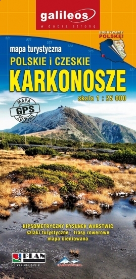 Karkonosze Szlaki turystyczne. Mapa panorama karkonoszy