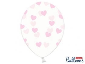 Balon gumowy Partydeco gumowy przezroczysty w jasny róż serca 30 cm/6 sztuk pastelowy 6 szt przezroczysty 300 mm (SB14C-228-099P-6)