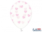 Balon gumowy Partydeco gumowy przezroczysty w jasny róż serca 30 cm/6 sztuk pastelowy 6 szt przezroczysty 300 mm (SB14C-228-099P-6)