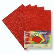 Pianka brokatowa A4 Eva czerwona biodegradowalna 5szt