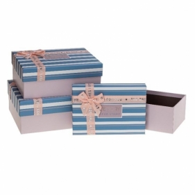 Pudełko prezentowe z kokardą 3szt paski ROZETTE