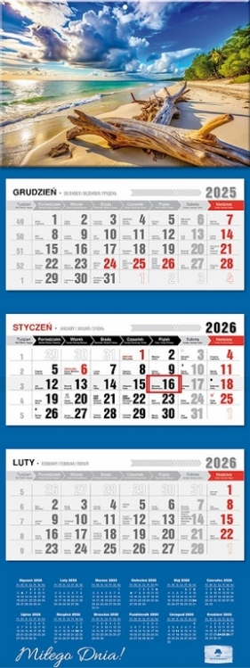 Kalendarz 2026 trójdzielny premium - Plaża