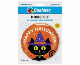 Balon foliowy Happy Halloween kot w kapeluszu 46cm