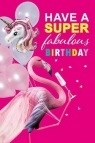 Karnet Urodziny - Birthday Flamingo