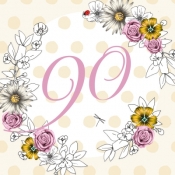Karnet Swarovski kwadrat Urodziny 90 kwiaty (CL1490)