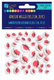 Samoprzylepne ruchome oczka z rzęsami mix - koral, 36 szt (KSOC-033)