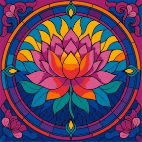 Malowanie po numerach - Witraż. Lotos 30x30cm