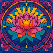 Malowanie po numerach - Witraż. Lotos 30x30cm