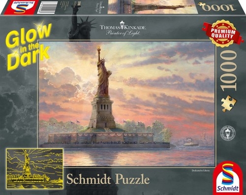 Puzzle 1000 Thomas Kinkade Statua Wolności / Nowy Jork (świecą w ciemności)