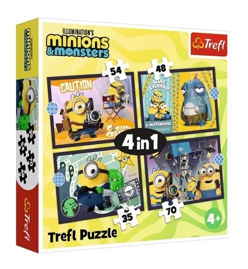 <img src='https://webimage.pl/pics/985/6/d5900511346985.jpg' style='height:440px' /> Puzzle 4w1 Nowe przygody Minionków TREFL