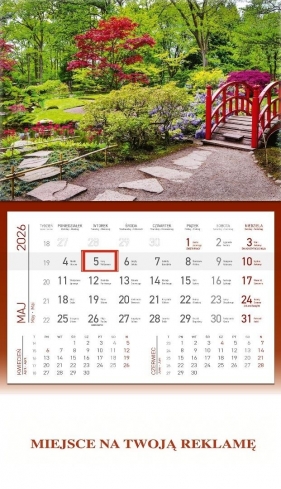 Kalendarz 2026 ścienny jednodzielny Ogród