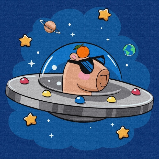 <img src='https://webimage.pl/pics/987/3/d4823104383987.jpg' style='height:440px' /> Malowanie po numerach - Kapibara w statku 30x30cm